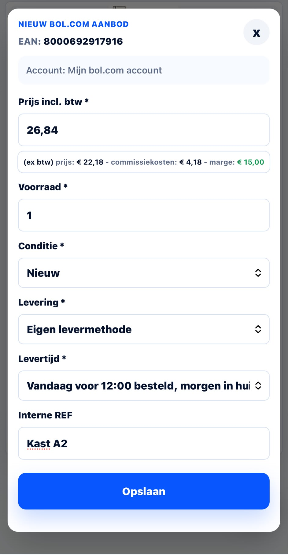 Aanbod toevoegen via EAN