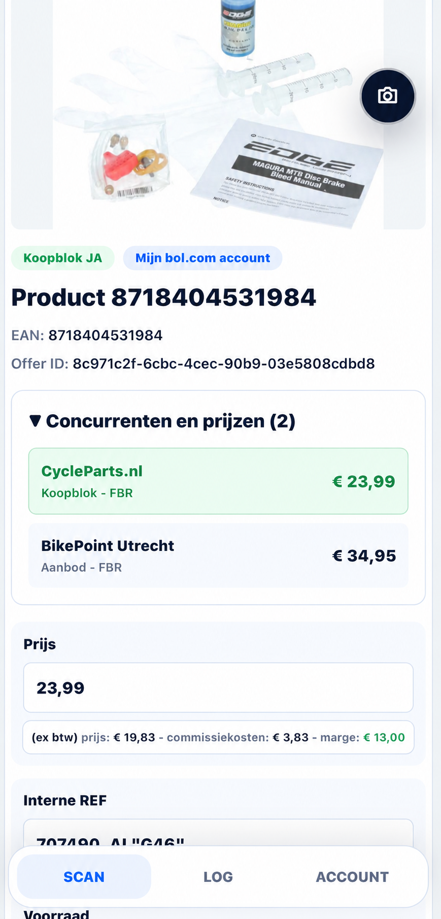 Eigen aanbod met koopblok